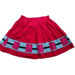 Muntsho South African Red Patchwork Midi Skirt XL